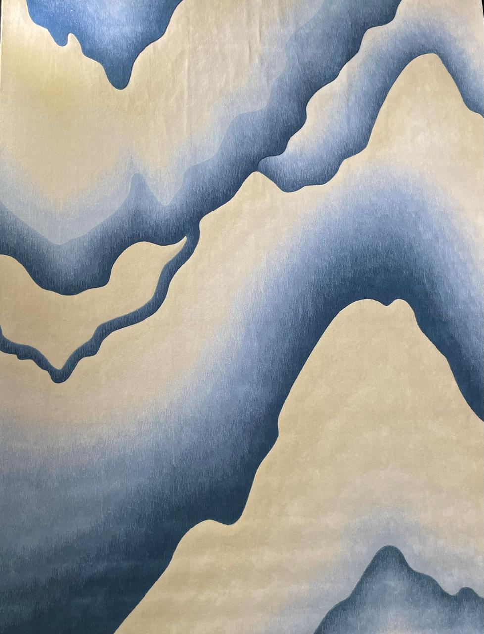 modern hand tufted carpet "new zealand wool" : ZEN 10 - Color : Beige & Blue -