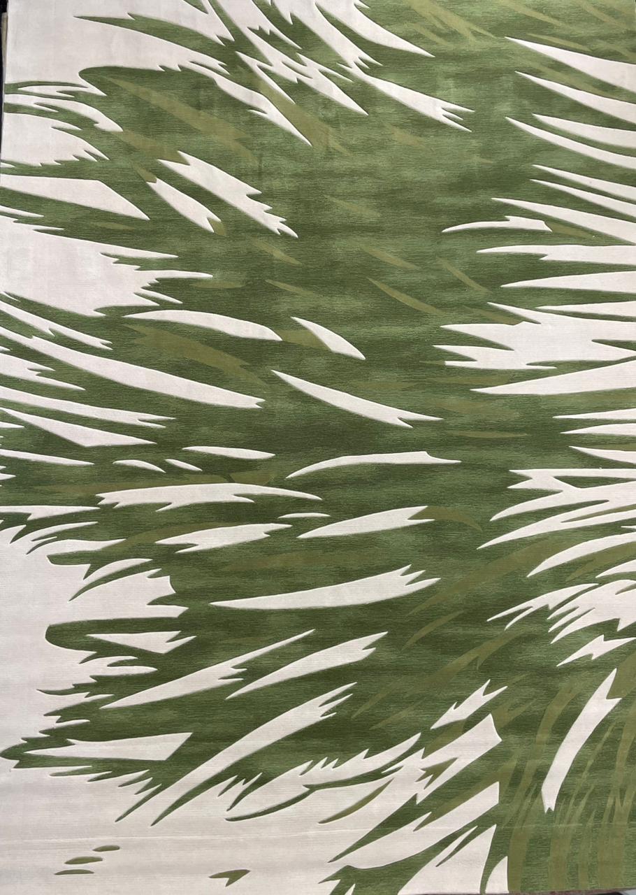 modern hand tufted carpet "new zealand wool" : ZEN 25 - Beige & green -