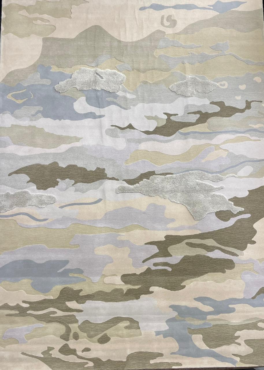 modern hand tufted carpet "new zealand wool" : ZEN 04 - Color : Beige & Grey -