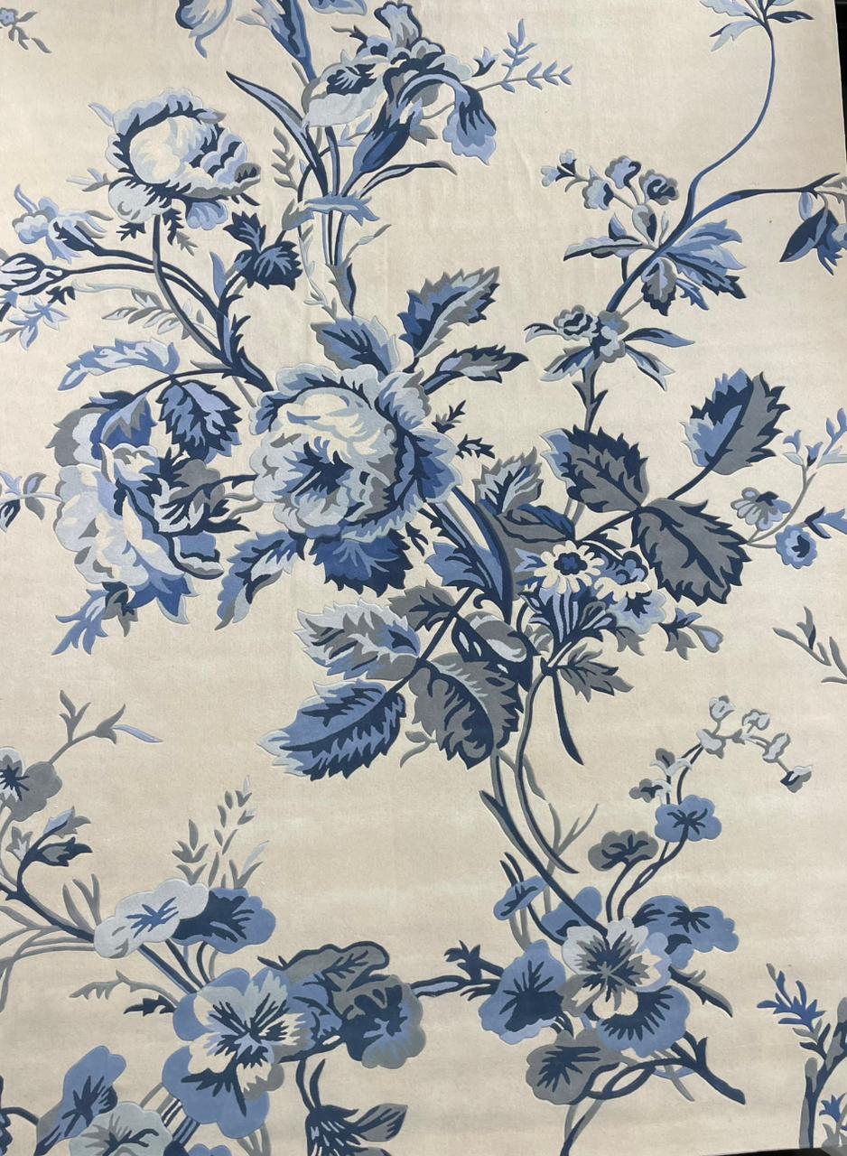 modern hand tufted carpet "new zealand wool" : ZEN 27 - Color : Beige & Blue -