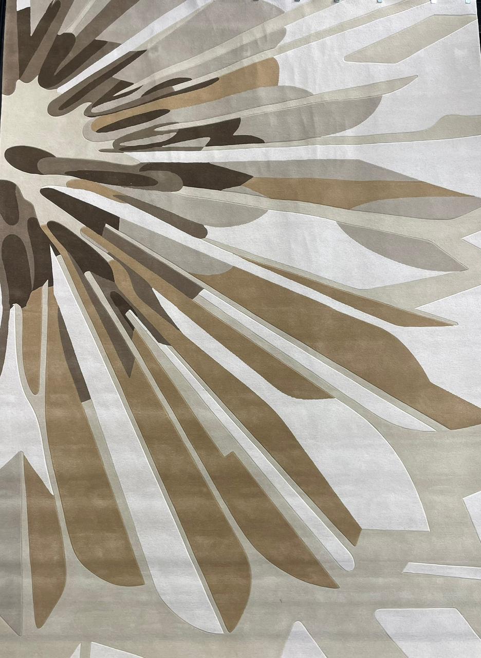 modern hand tufted carpet "new zealand wool" : ZEN 24 - color : Beige & Brown -
