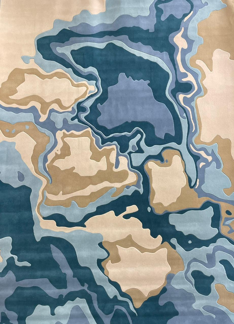 modern hand tufted carpet "new zealand wool" : ZEN 31 - Color : Tiffany blue & Beige -