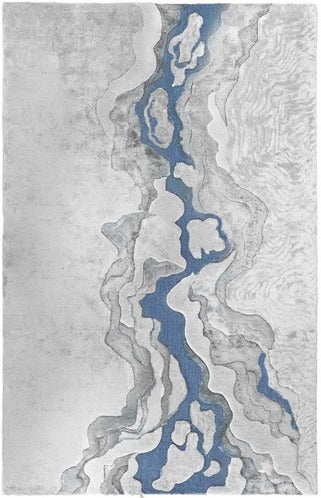 modern hand tufted carpet "new zealand wool" : ZEN 14 - Color : Blue & Grey -