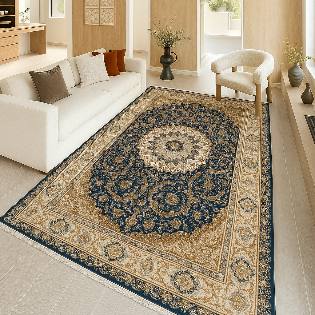 Zennova Carpet Persian Wool Rug - G138 COLOR D.BLUE - Classic Machine Made
