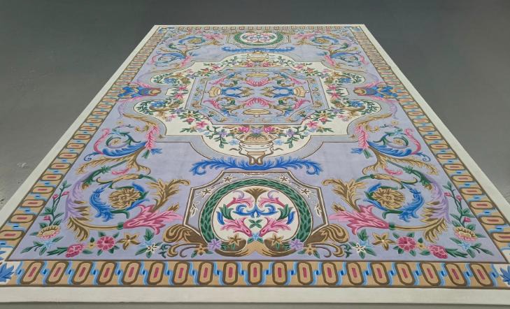 classic hand tufted carpet "new zealand wool" : AA-ZA-011 - Color : Grey & Purple -