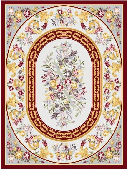 Classic hand tufted carpet "new zealand wool" : AA-ZA-012 - Color : White & Red
