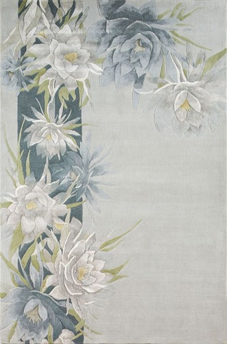 modern hand tufted carpet "new zealand wool" : ZEN 09 - Color : Green & Grey -