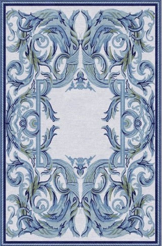modern hand tufted carpet "new zealand wool" : ZEN 15 - Color : Blue & Beige -