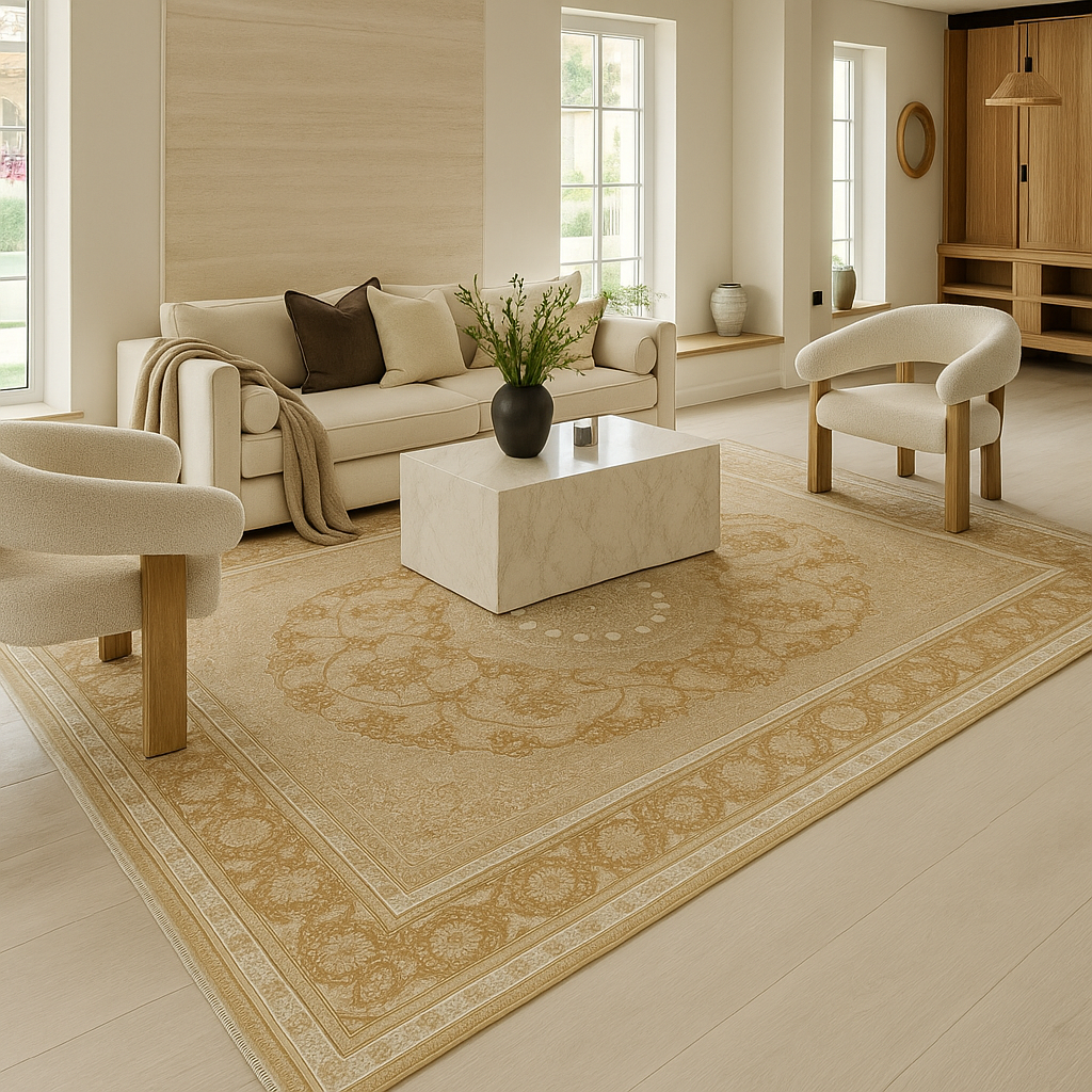 Zennova Carpet Modern Wool Rug - G142 Color CREAM - Classic Machine Made